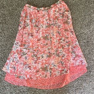 Cjbanks  plus size,fully lined, floral print,peach polka dot,elastic waist skirt